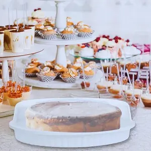 Pie Carrier with Lid, 10.4in Round Plastic Lightweight Food Storage Container for Cakes Desserts Cupcakes Pastries Reusable Desserts Keeper with Secure Cover Party Server Picnic Home Baking Essential