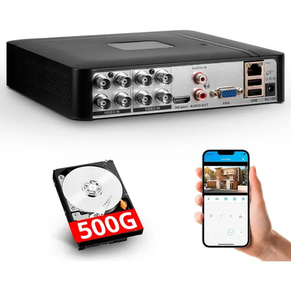 Fuers Security Camera System DVR Recorder, 4CH/8CH Channels, 1920p Resolution, Offline Capable, 4CH Model with 500GB HDD Included, Cameras Compatible, No Monthly Service Fees