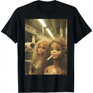Funny Disgusting Doll face Meme Smoking Y2K Sarcastic Gift T-Shirt