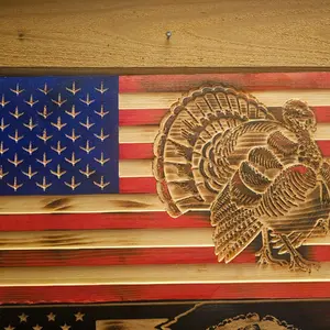 Wooden Flag Turkey Hunter