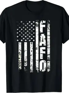 FAFO American Flag Pattern Hoodie | Patriotic Vintage Design, Black Casual Pullover with Bold White Letters, Unisex Regular Fit Crew Neck, All-Season Comfort, American Flag Apparel, Comfortable Clothing, Durable Fabric, Plus Size