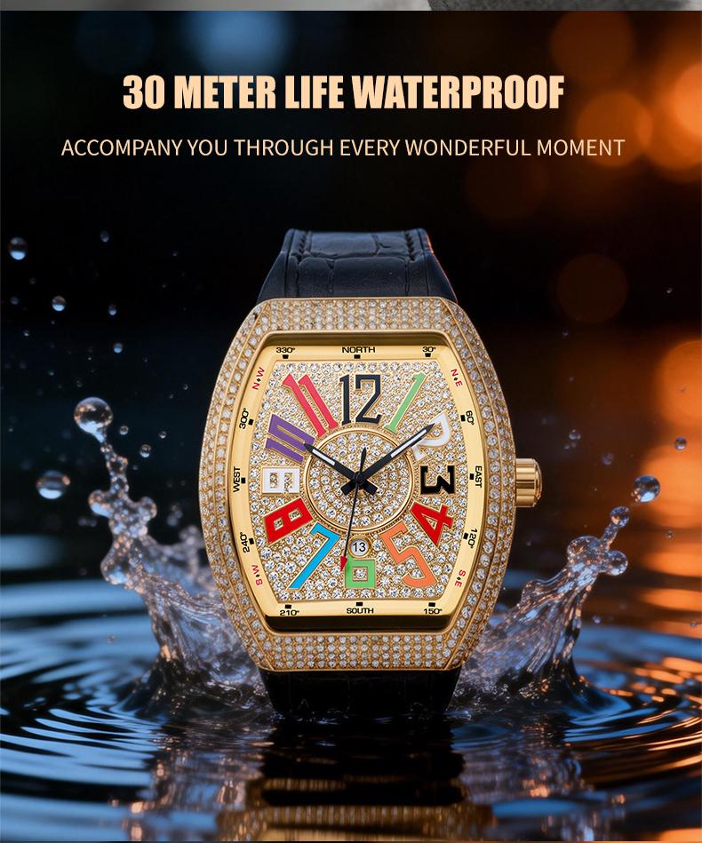 Men's Luxury Rhinestone Embellished  Watch Included Fashion Timeless ClassicWatch Flash Sale -Fashionable it is elegant, durable, and the perfect choice foreveryday wear.  with Gift Box