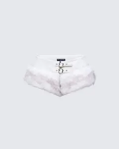 Larina White Faux Fur Micro Shorts