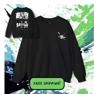 Zoro Onepiece Sweatshirt, One Piece Anime Manga Japanese Gift, Unisex Jumper Pullover Top, Graphic Tee Long Sleeve Shirt, Crew Neck Sweater