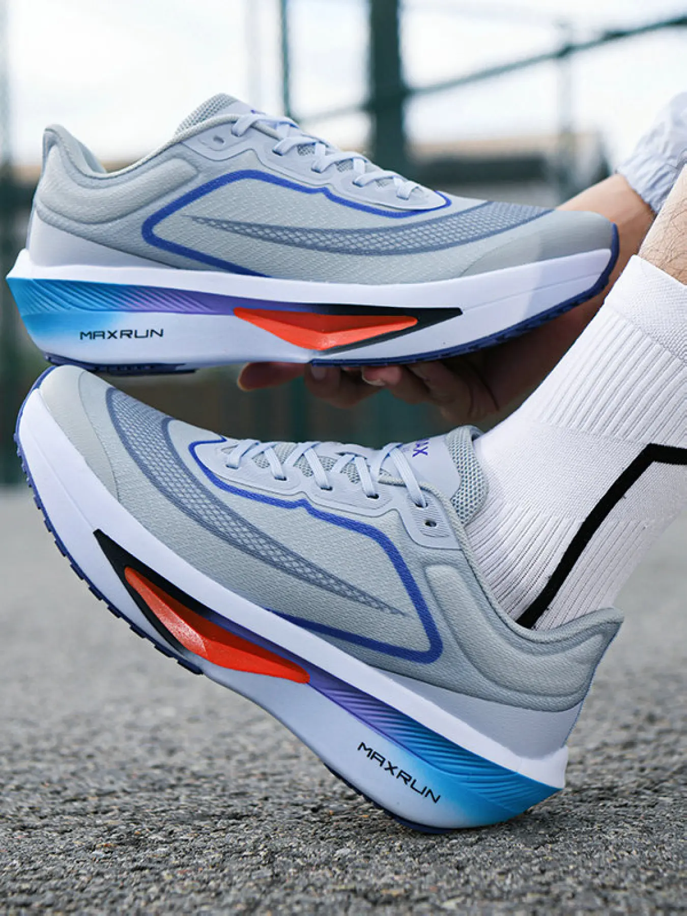 Men'S Letter & Striped Print Running Shoes, Sporty Running Shoes, Breathable Lightweight Mesh Non-Slip Wear-Resistant Athletic Sneakers, Shock Absorption For Jogging/Walking, Casual Daily Wear Outdoor Sports All-Day Comfort Footwear