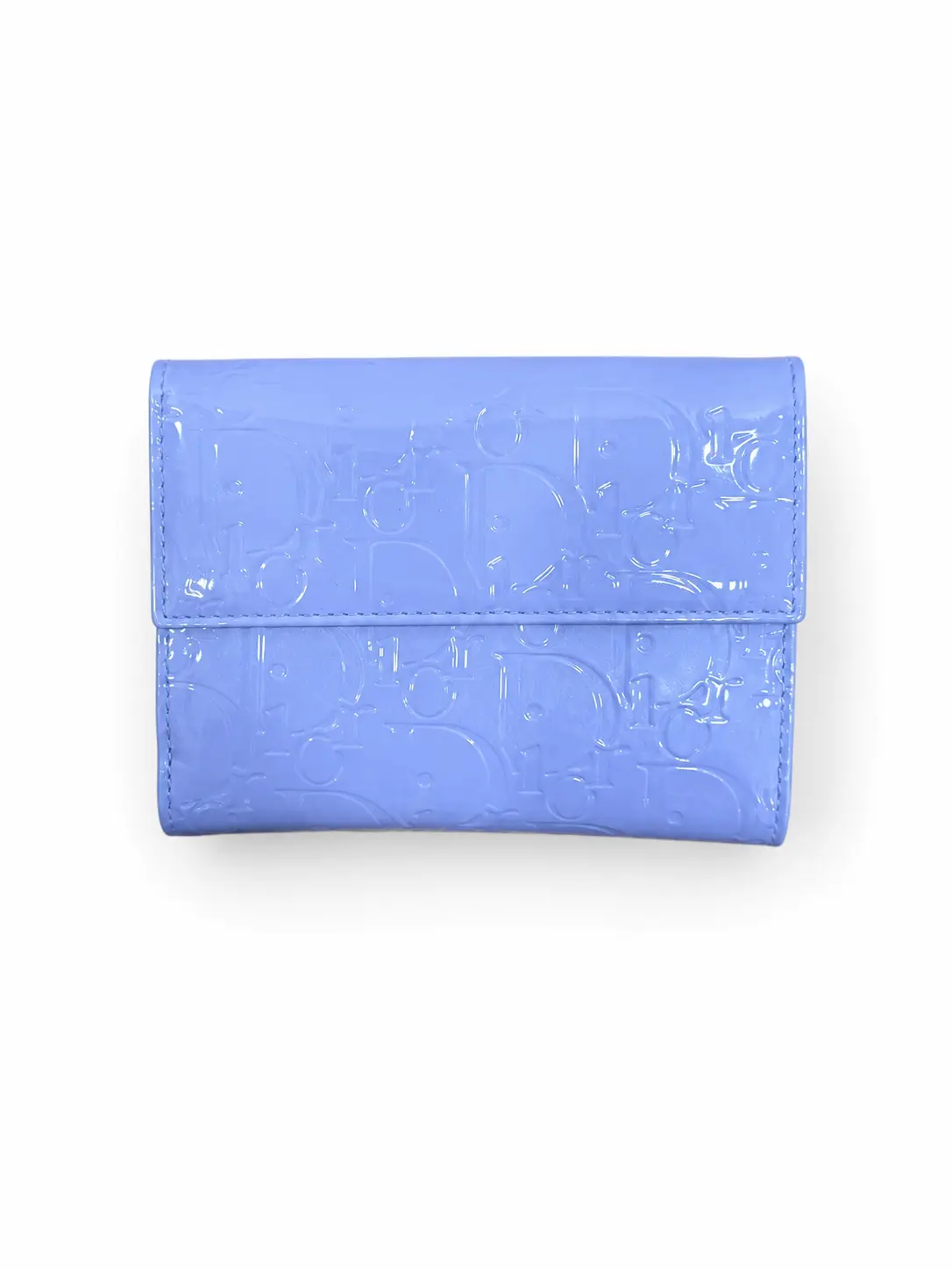 Pre-owned Dior patent leather Small Leather Goods Blue Diorissimo Compact Wallet 19325103