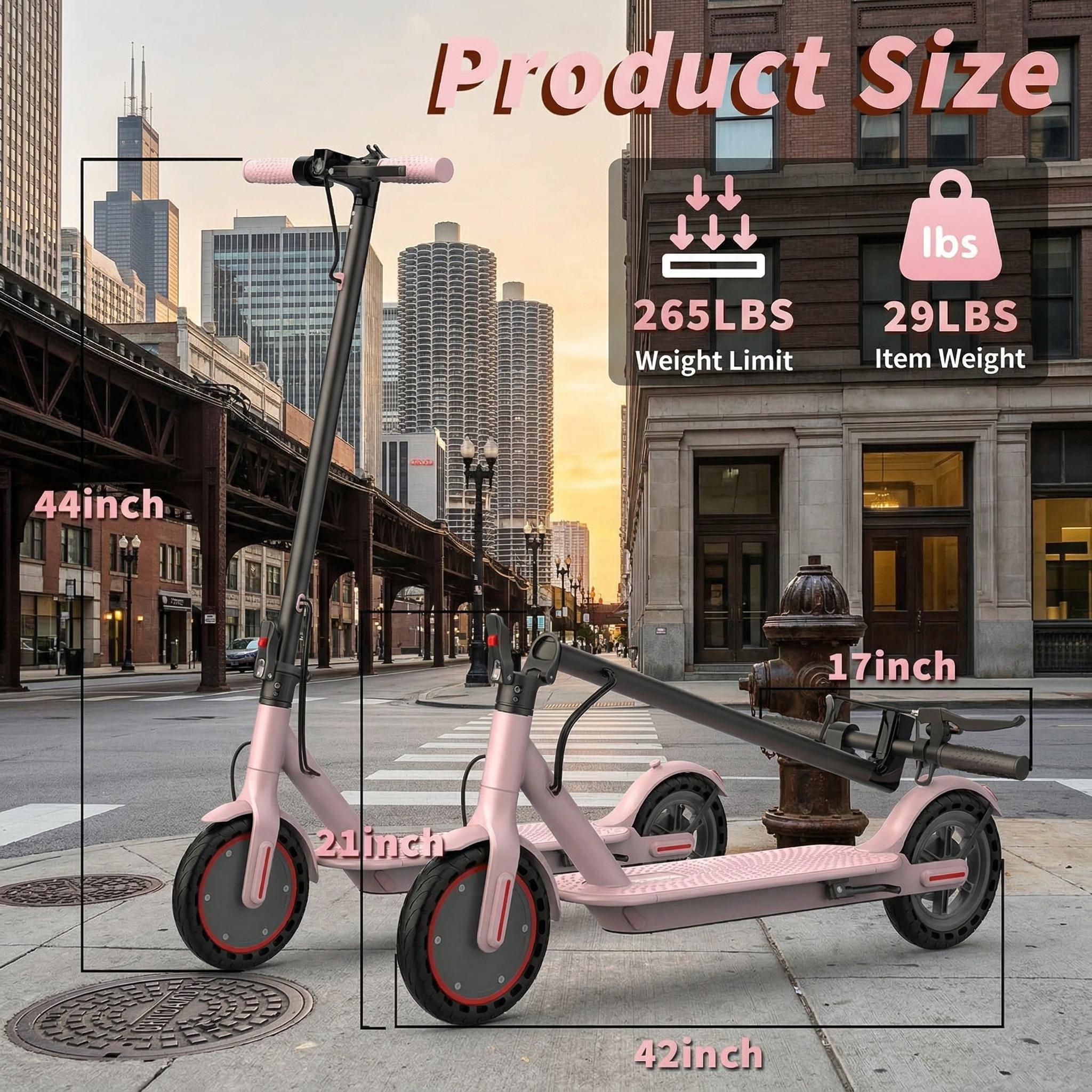 Electric Scooter,8.5" Tires,350W Motor,Up to 19MPH Max Speed,Portable Electric Scooter with Light, Suitable for Female Girls,Halloween Gifts