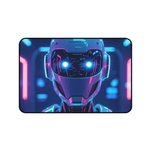Futuristic Robot Desk Mat, Gaming Mat, Office Decor, Tech Gift, Workspace Accessory, Computer Mouse Pad