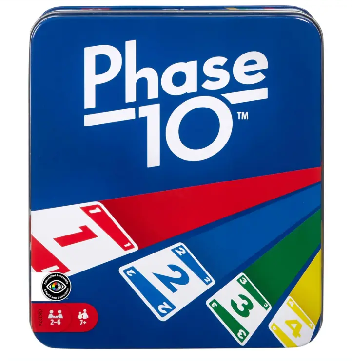 Games Phase 10 Card Game in Storage Tin for Ages 7+