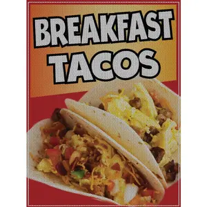 Breakfast Tacos PERFORATED Window Graphic Decal Sticker Perforated Vinyl Desayuno