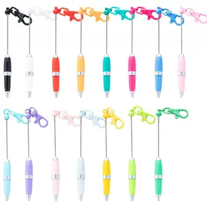 10pcs Color Random Creative DIY Keychain Bead Pen Short Portable Mini Pen for Hotel Office Use