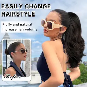 Ponytail Extension, Drawstring Ponytail Extension for Women 20 Inch Long Wavy Pony Tails Clip in Ponytail Hair Extensions Synthetic Layered Ponytail for Daily Use