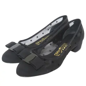 Pre-owned SALVATORE FERRAGAMO Others Small Leather Goods Sheer Dot Vara Ribbon Pumps