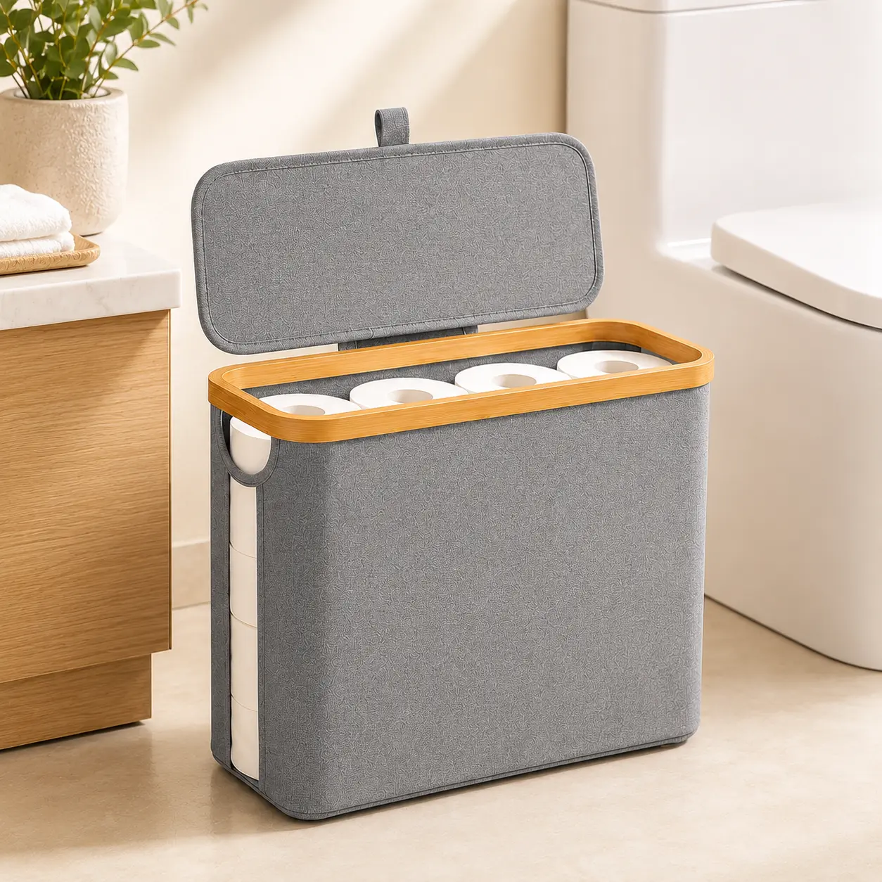 Rectangular Large-Capacity Foldable Laundry Basket with Lid - Waterproof Storage Bin for Home Goods, Room Accessories, Dorm Supplies (Home Supplies, Laundry Tools & Accessories)