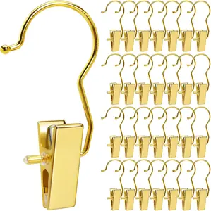 24 Pack Gold Boot Clips for Closet, Gold Boot Hangers with Hooks, Clothes Pins, Portable Travel Hangers for Closet Organization, Suitable for Hat, Towels, Bras, Socks