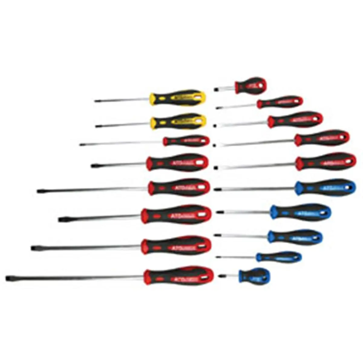 ATD Tools ATD-6256 18-Pc. Hardened Slotted & PH Torx Screwdriver Set - Soft Grip, Magnet Tips, Includes 1/4 x 1-1/2 in Screwdriver for Hand Tool Applications