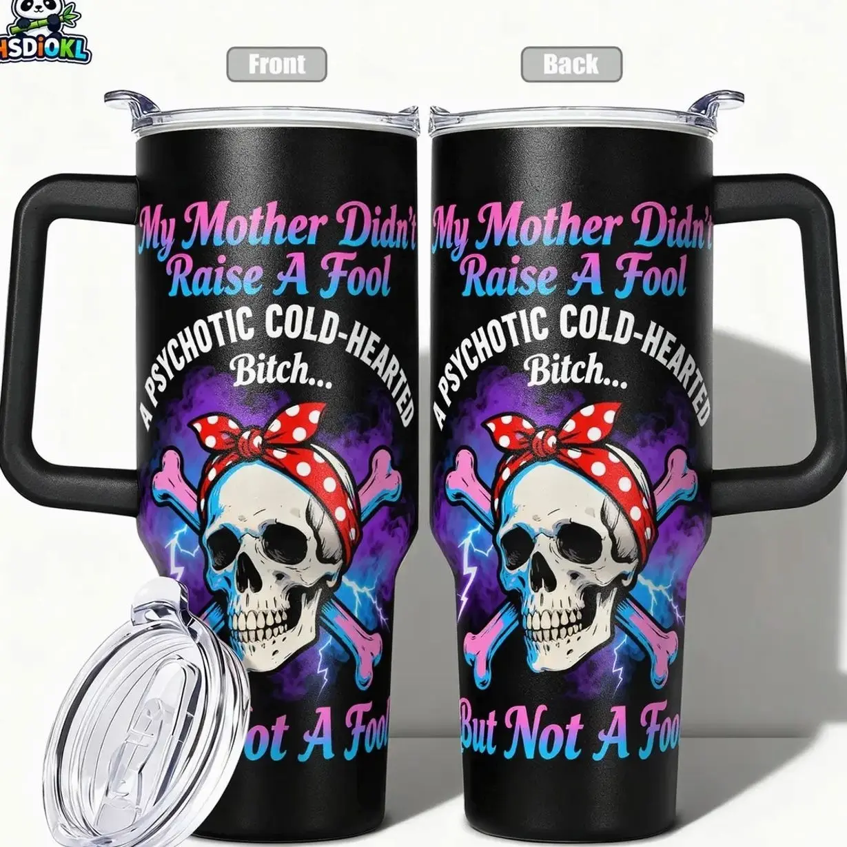 Stainless Steel Insulated Flask Tumbler with Lid, 40oz 30oz 22oz 20oz 14oz, Double Wall Vacuum Insulated Water Bottle Hot Cold 24 Hours, Leakproof Travel Mug Insulated Travel Drinkware Skull Bandana Gift for Women Men Kids, Fami, Insulated Cups