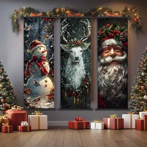 3-Piece Christmas Wall Art Set, Cute Snowman & Santa Claus Posters, Modern Home Decor, Waterproof HD Prints, Unframed Art Print, Gift Box Included