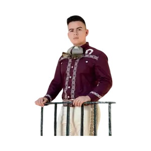 Camisas Charras Para Hombre Vino con Blanco