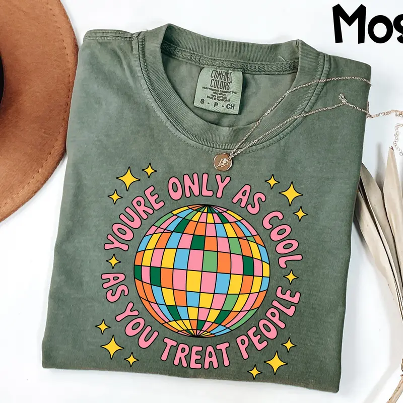 Comfort Colors As You Treat People T-Shirt, Kindness Quote Shirt, Retro Disco Ball Tee, Positive Message Shirt, Inspirational Graphic Tee, Comfort Colors Shirt