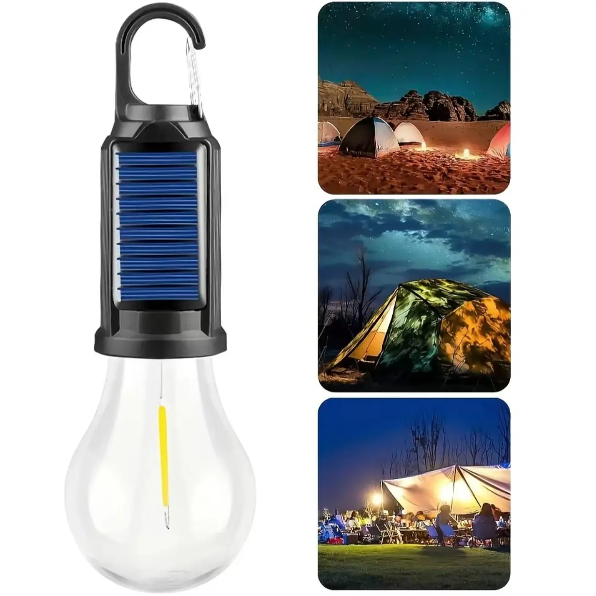 2026 New Solar Camping Tent Light, Rechargeable Hanging Camping Lantern, Warm Light Waterproof LED Outdoor Lamp, Portable Handheld Lighting Flashlight for Camping, Hiking, Festivals & Events