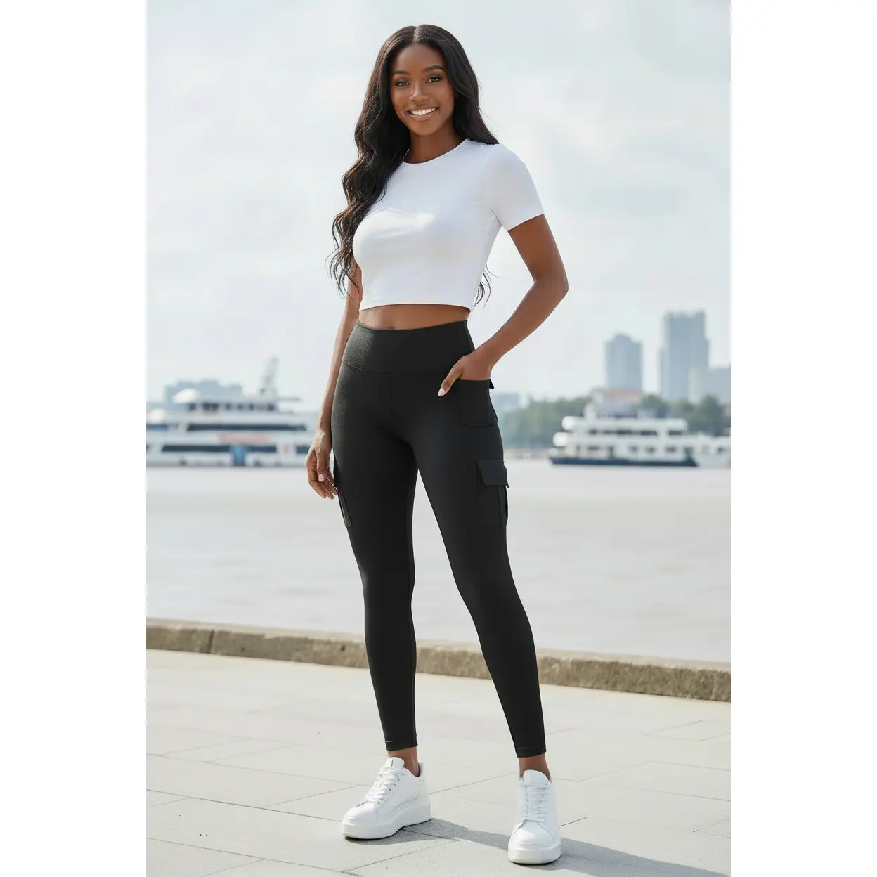Women's High-Waisted Cargo Leggings with Pockets - Buttery Soft, Squat-Proof, Sculpting Knit Activewear for Gym Fitness, Thin Sports Bottoms, Active Wear, Activewear For Women, High Rise