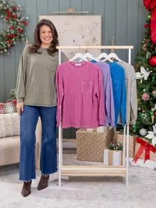 Contrast Hacci Long Sleeve Top by DD Design | S-3XL