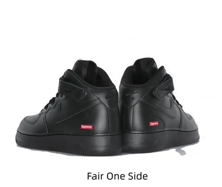 Mid Cut Platform Skate Shoes Full Black Casual High Tops Hook And Loop Ankle Strap Smooth Leather Upper Wear Resistant Sole Trendy Urban Daily Training Sneakers