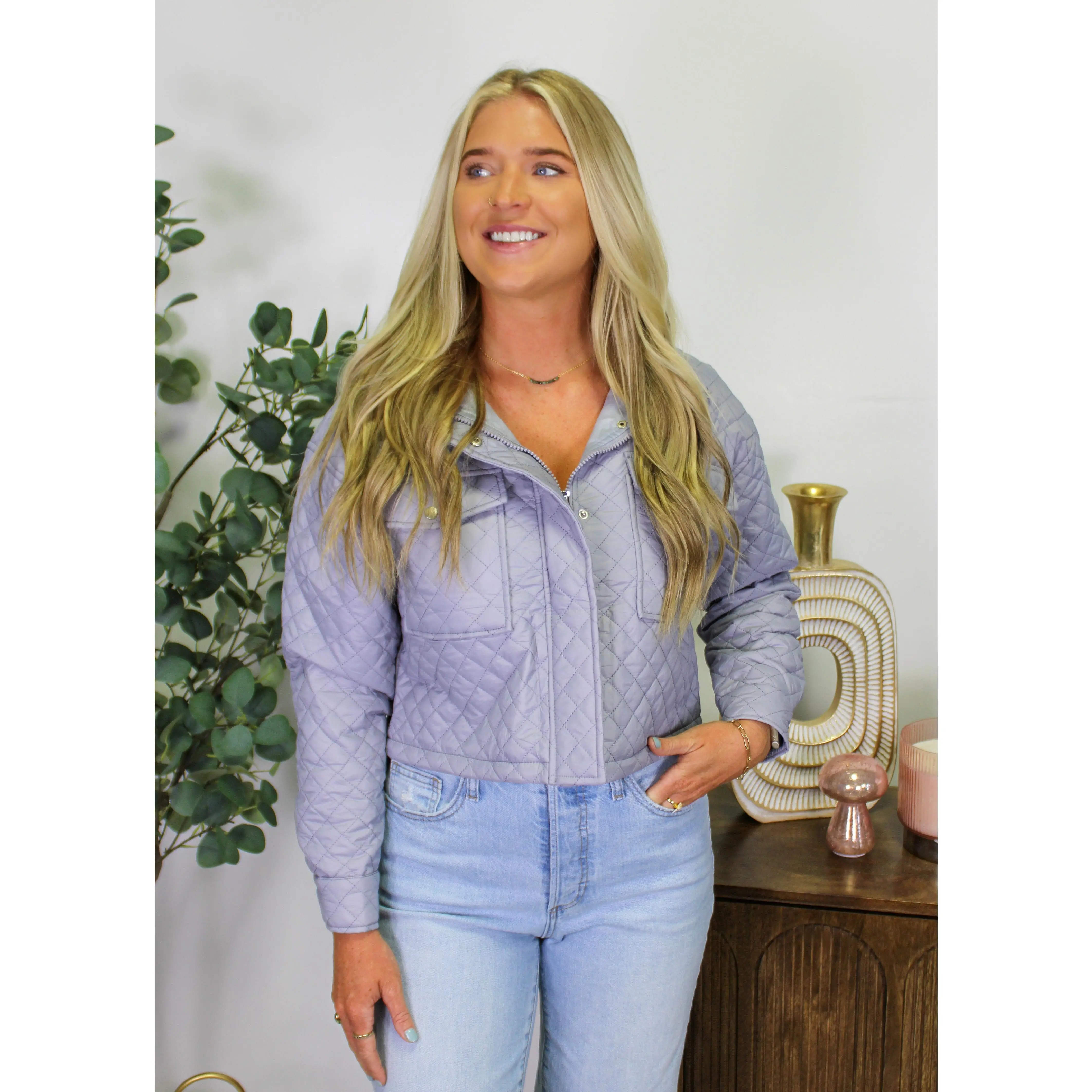 Grey Quilted Crop Jacket RTS