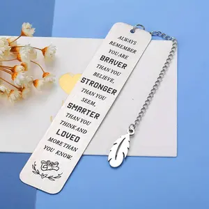 Stainless Steel Bookmark, 1 Count Inspirational Slogan Engraved Bookmark, Gift for Friends, Book Reading Accessories for Home School Office Dormitory