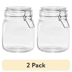 2 Pack Glass 38 oz Lock Lid Storage Jar Canisters