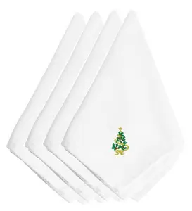 Carolines Treasures  Christmas Tree Embroidered Napkins, Set of 4