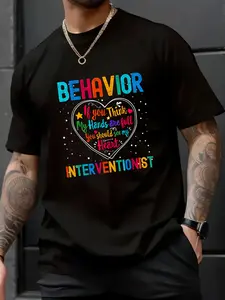 100% Cotton Unisex Behavior Interventionist Appreciation Week Back to School T-Shirt 180g Printed Round Neck Short Sleeve T-Shirt