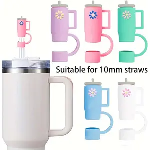 5-piece set, cute silicone straw cover - suitable for 10mm straws, soft silicone straw dust cover, silicone straw protector - prevents dust from entering your cup