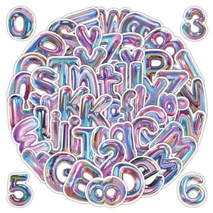 63 Sheets 3D Holographic Letter & Digit Stickers - Colorful Glittery Labels for Notebook, Phone Case & DIY Embellishment