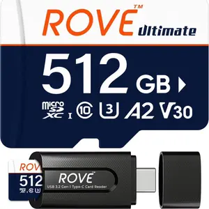 Ultimate Micro SD Card microSDXC 512GB Memory Card with USB 3.2 Type C Card Reader 170MB/s C10, U3, V30, 4K, A2 for Dash Cam, Android Smart Phones, Tablets, Games
