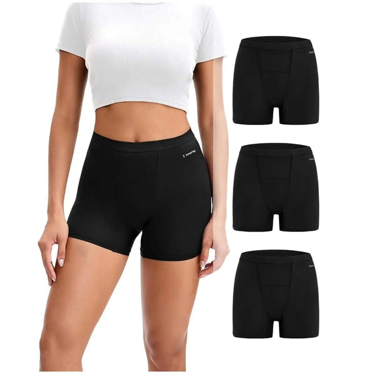 Period Boxer for Women High Waisted Leak Proof Postpartm Menstrual Mesh BoyShorts Panties Underwear 3-Pack