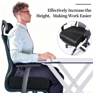 HOMBYS Extra Thick Office Chair Cushion – 6 Inch Memory Foam Booster Seat for Height Increase & Comfort Effectively relieves fatigue and stress; ergonomically designed -- reversible sikaic