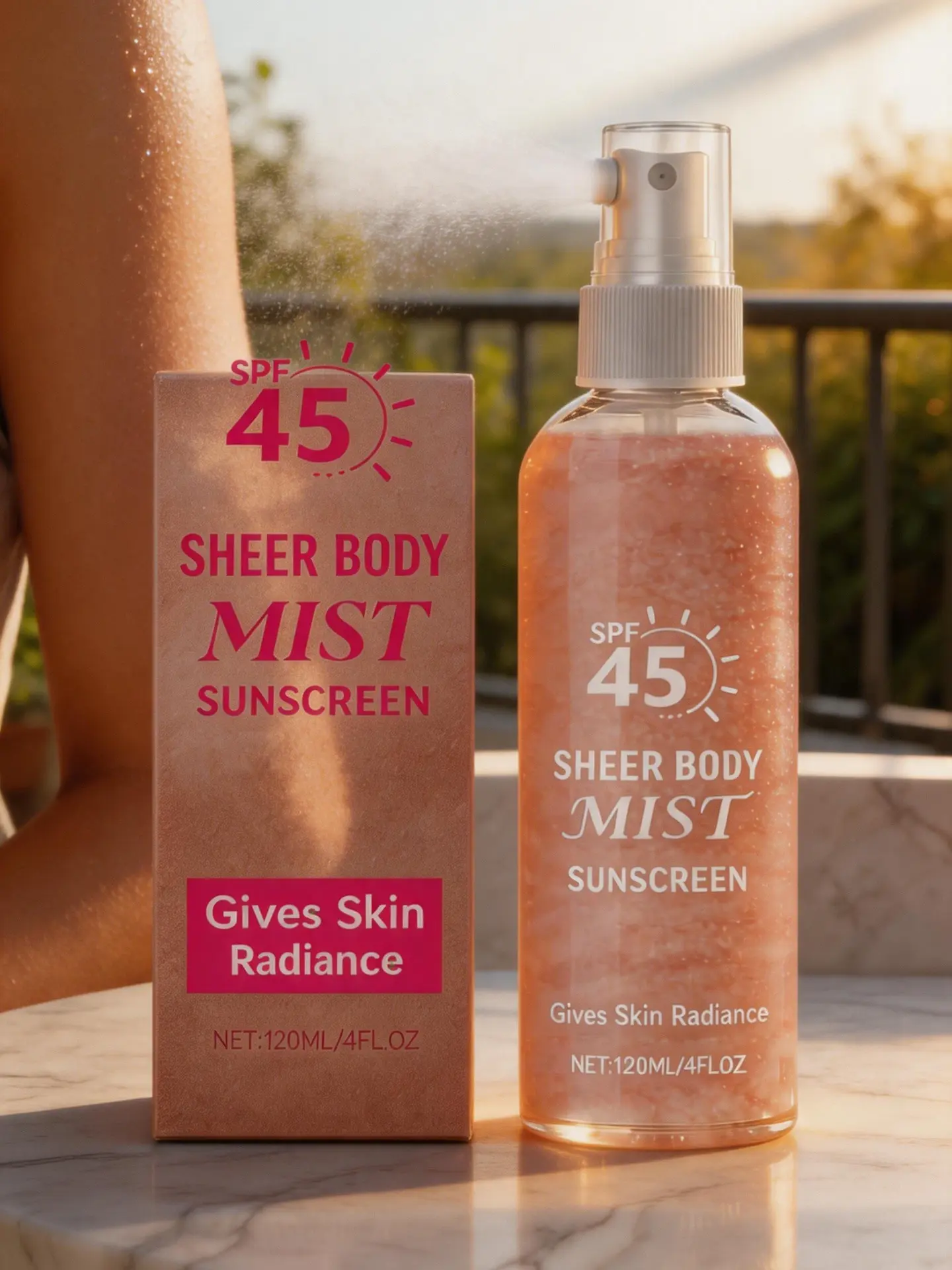 Body Shimmer Spray - Skin-Comforting Protective Body Care Cosmetic for Daily Travel, Outdoor Sports, Suitable for Any Skin Type, Body Glow Routine, Bottle