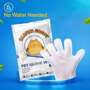 Disposable pet cleaning gloves, gentle on pet hair and skin, suitable for daily care, hypoallergenic, no rinsing required, suitable for grooming, daily care, and travel, individually packaged to prevent evaporation, easy to carry bath wipe