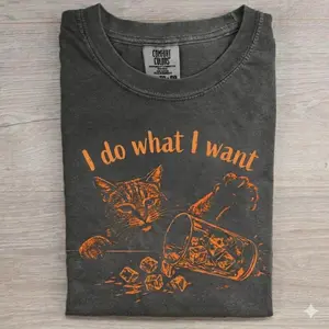 [SALE UP TO 40% ] I Do What I Want Funny Cat Shirt, Sassy Cat Knocking Over Glass Tee, Retro Vintage Graphic Cat T-Shirt, Funny Pet Lover Gift.