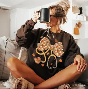 Fall Stethoscope Nurse Sweatshirt, Autumn Pumpkin Nursing Shirt, Autumn Floral Top, Nurse Fall Hoodie, Fall Pumpkin Tee, Fall Nurse Gift, Pumpkin Bow