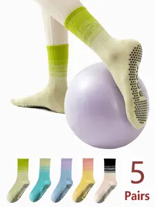 Women's Mid-Calf Yoga Socks, Anti-Slip Grip, Ideal for Yoga, Body Training, Running, Cycling, Barefoot Wear, Sporty Style