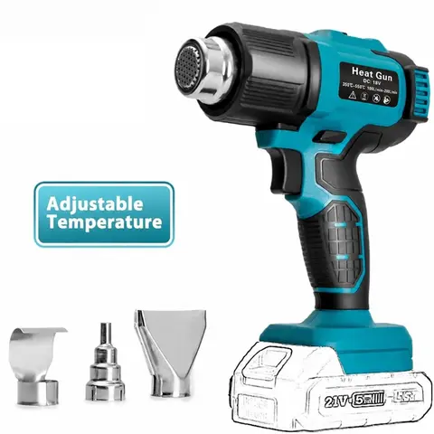 5-in-1 Professional Cordless Heat Gun for Makita Milwaukee M18 18V Battery – 380W 1022°F Hot Air Gun for Electricians, DIYers & Auto Wrapping | Shrink Tubing, Vinyl Wrap, Paint Removal | LED Light, 4 Nozzles, Tool Only