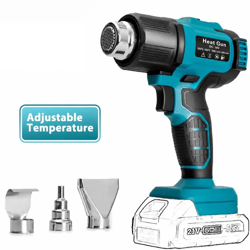 5-in-1 Professional Cordless Heat Gun for Makita Milwaukee M18 18V Battery – 380W 1022°F Hot Air Gun for Electricians, DIYers & Auto Wrapping | Shrink Tubing, Vinyl Wrap, Paint Removal | LED Light, 4 Nozzles, Tool Only