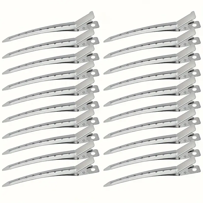 20pcs Hair Clips for Styling: Metal Duck Bill Clips for Women, Alligator Hair Clip for Long Curl Thick Hair, Roller Clips, Pin Curl Clips, Salon Clips (Silvery) - Perfect for Christmas Hair Styling