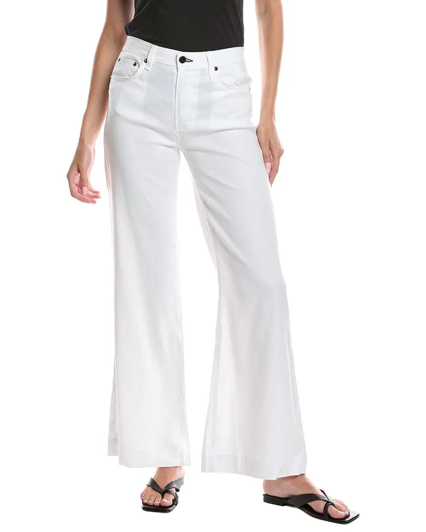 ASKK NY Grey Stripe Linen-Blend Wide Leg Jean