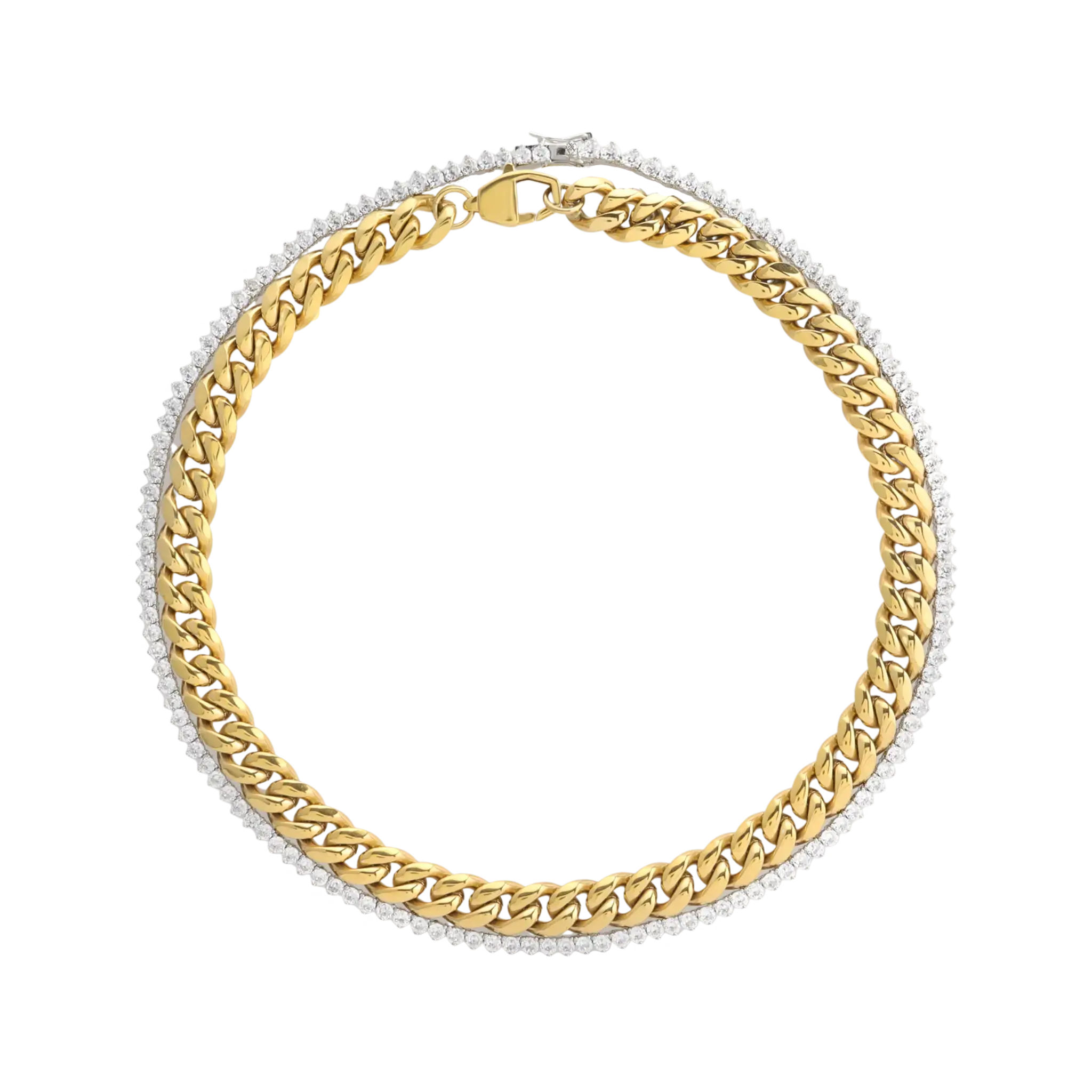 TENNIS AND THE CURB CHAIN LAYERED NECKLACE SET