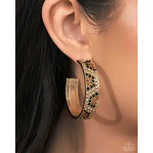 Paparazzi Cheetah Clique-Gold Hoop Earring