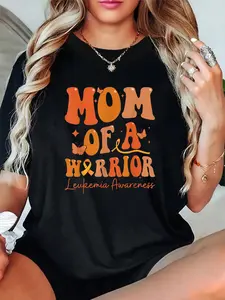 100% Cotton Unisex "Mom of a Warrior" Leukemia Awareness Family Matching T-Shirt – Cozy & Stylish, Work from Home or Weekend Wear